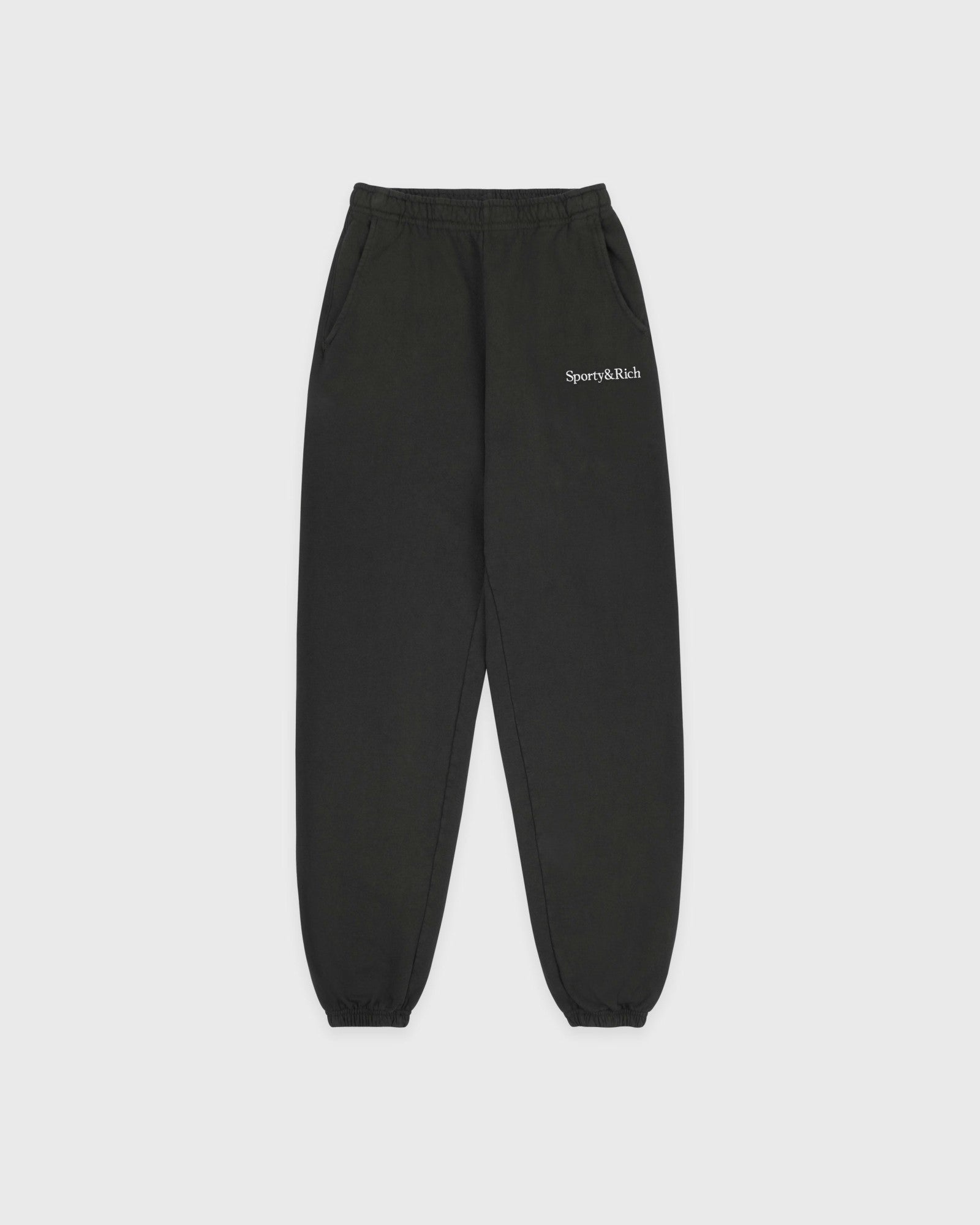 Serif Logo Embroidered Sweatpant - Faded Black/White