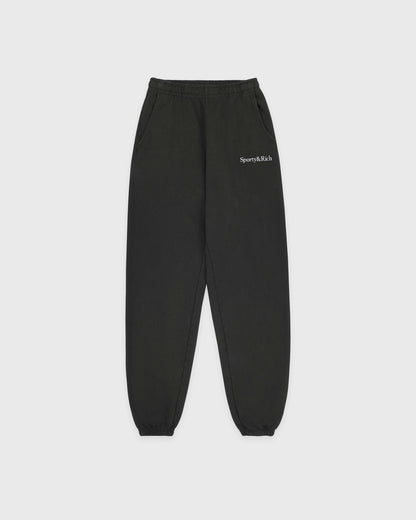 Serif Logo Embroidered Sweatpant - Faded Black/White