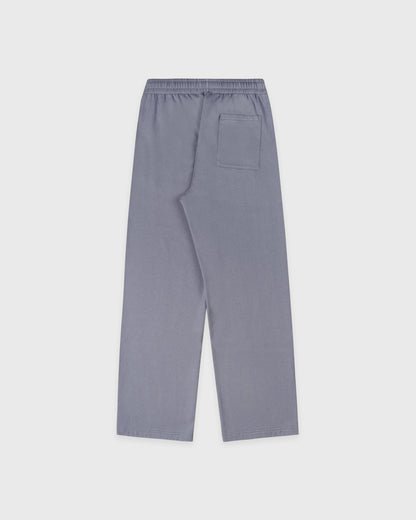 Serif Logo Embroidered Wide Sweatpant - Faded Indigo/White