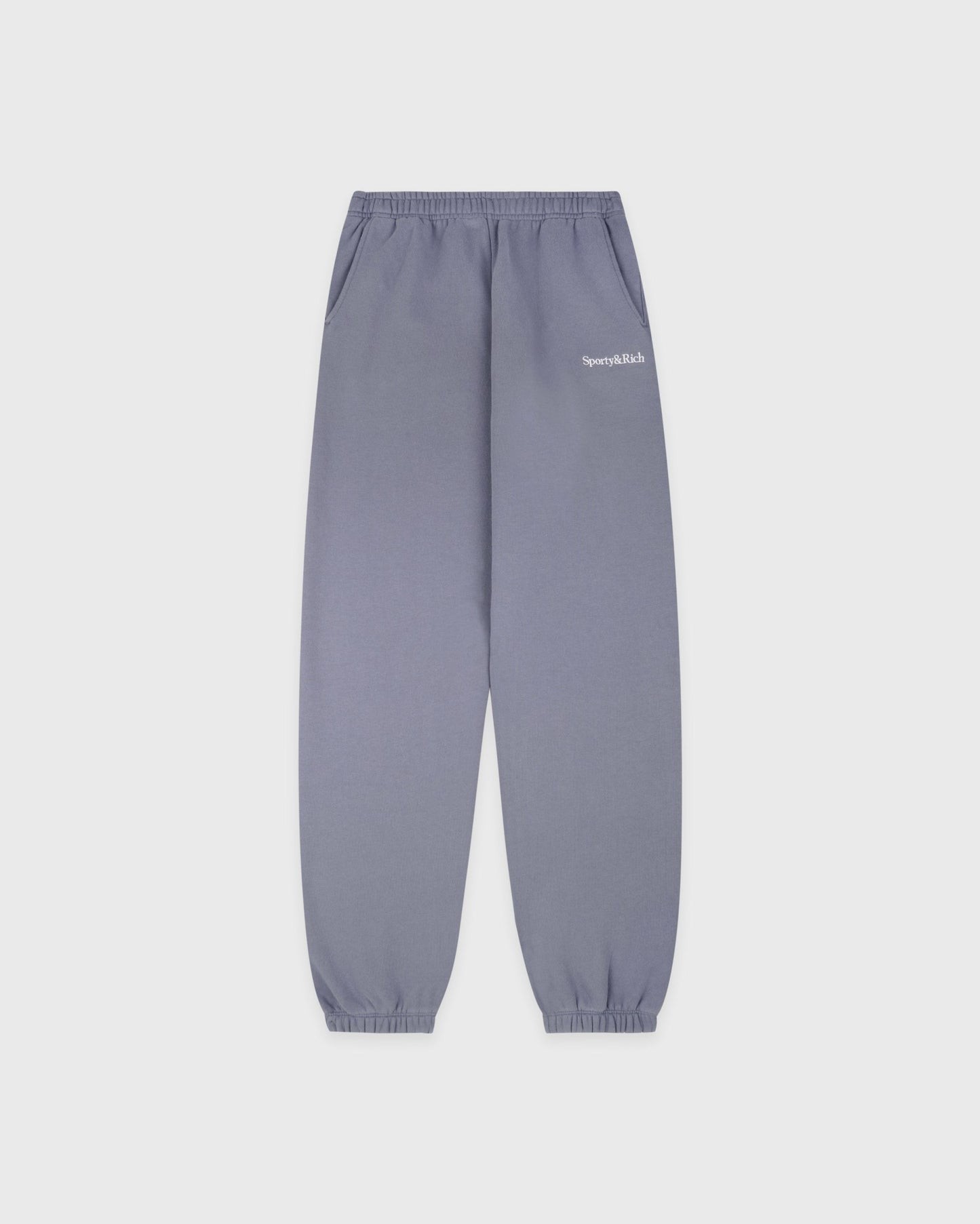 Serif Logo Embroidered Sweatpant - Faded Indigo/White