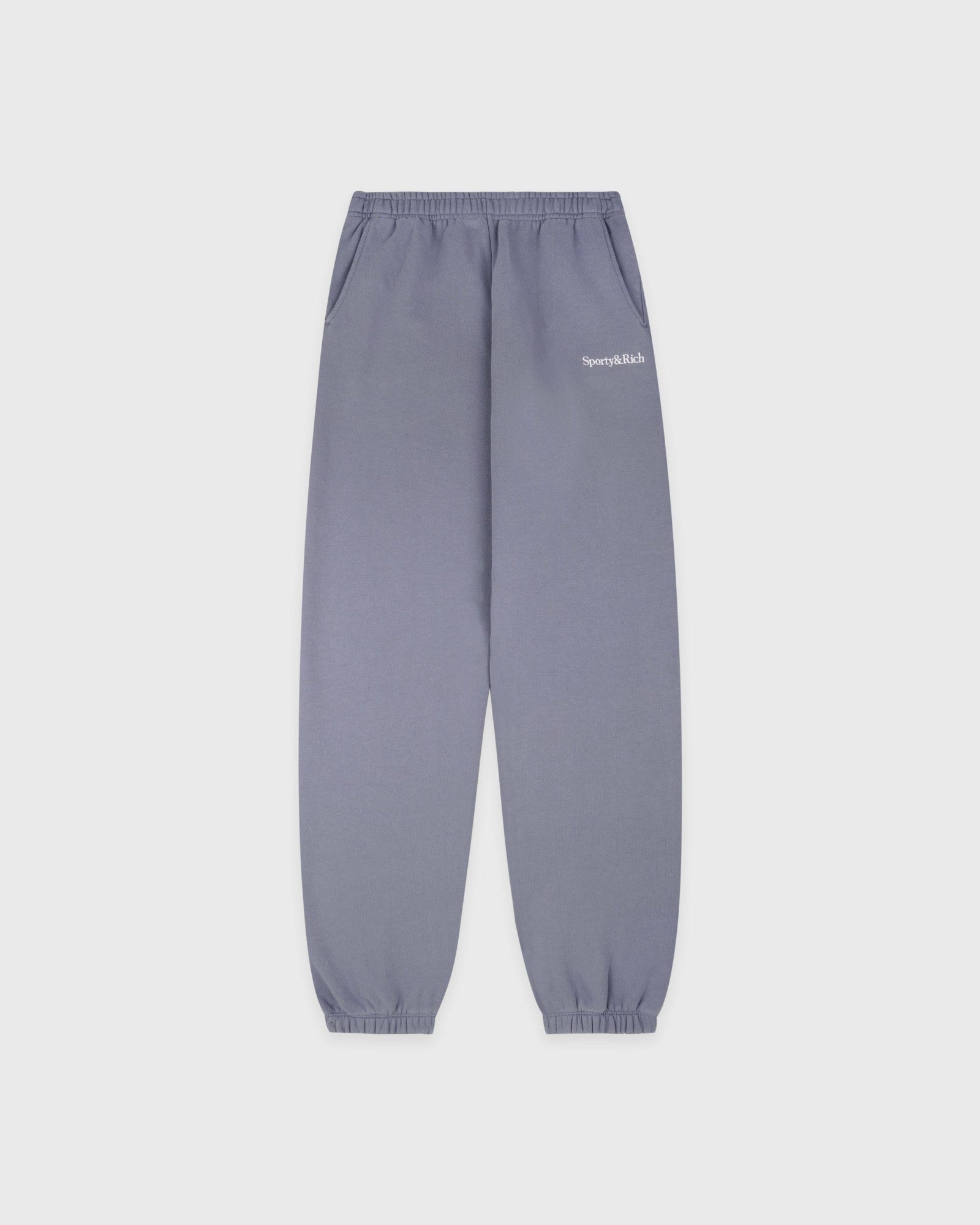 Serif Logo Embroidered Sweatpant - Faded Indigo/White