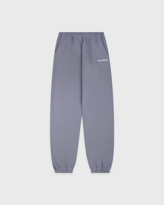 Serif Logo Embroidered Sweatpant - Faded Indigo/White
