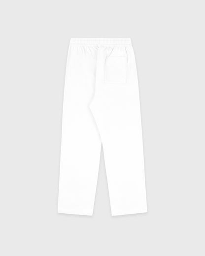 Serif Logo Embroidered Wide Sweatpant - White/Navy