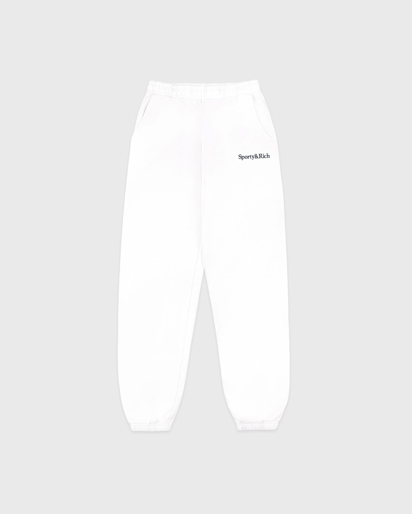 Serif Logo Embroidered Sweatpant - White/Navy