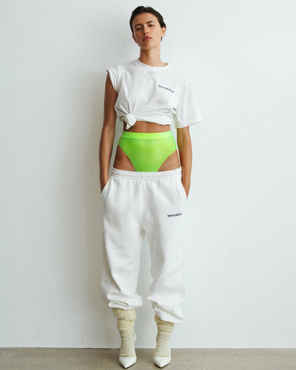 Serif Logo Embroidered Sweatpant - White/Navy