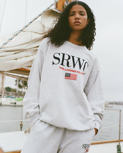 Nautical Embroidered Wide Sweatpant - Heather Gray