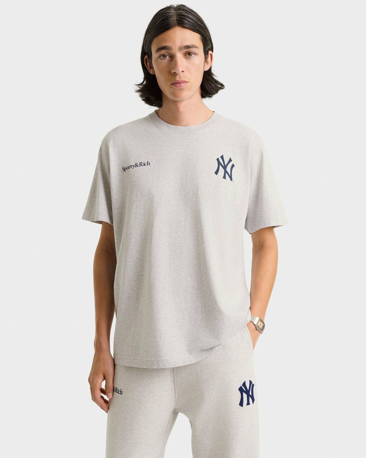 Heritage Yankees Serif Sweatpant - Heather Gray/Navy