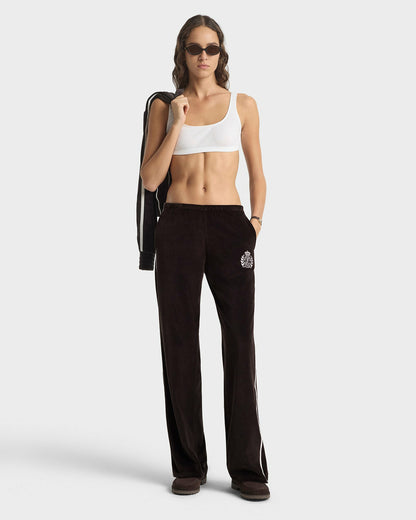 NY Crest Velour Sweatpant - Chocolate/Ecru