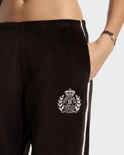 NY Crest Velour Sweatpant - Chocolate/Ecru