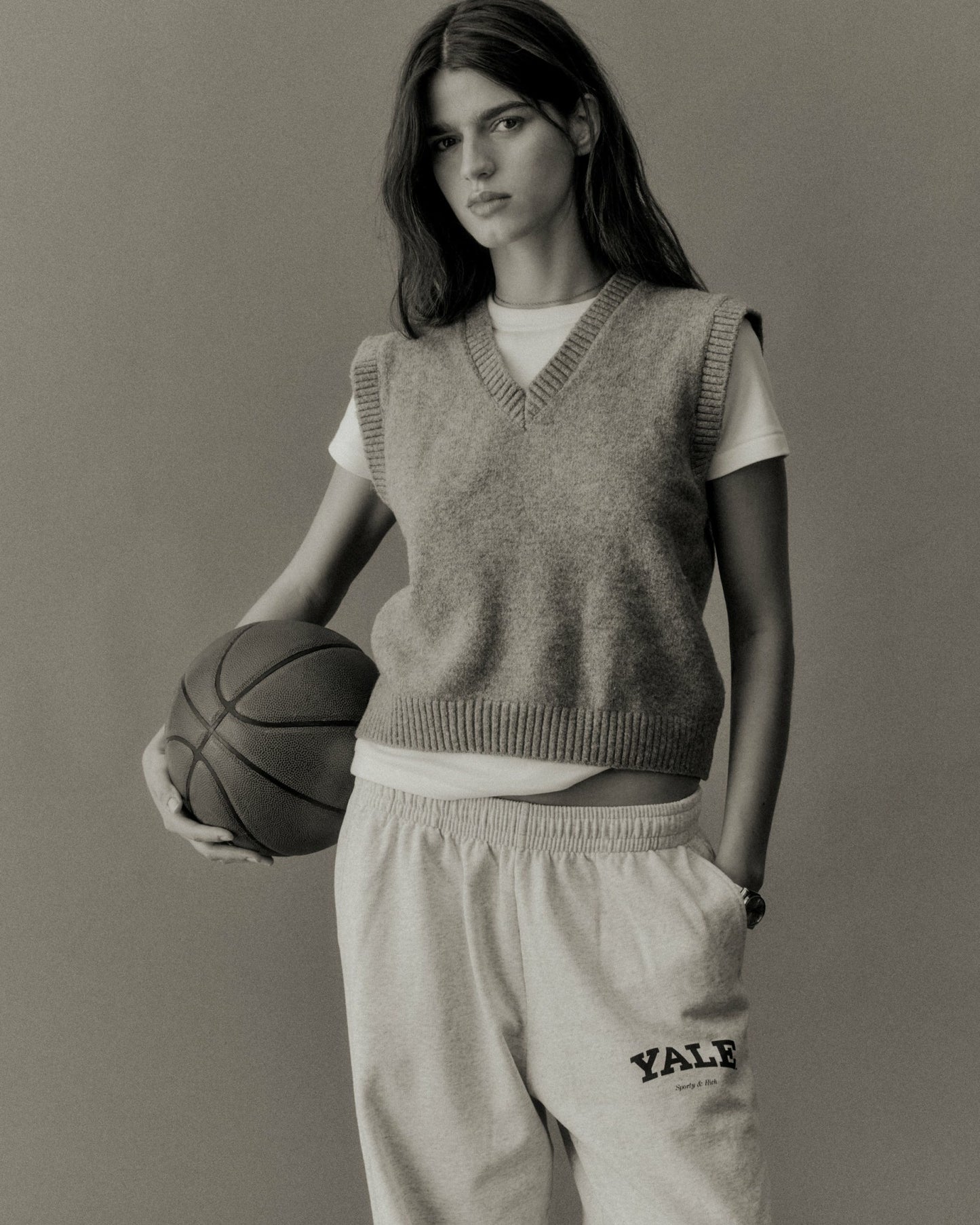 Yale Classic Wide Sweatpant - Heather Gray/Navy
