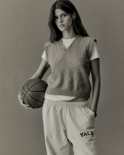 Yale Classic Wide Sweatpant - Heather Gray/Navy
