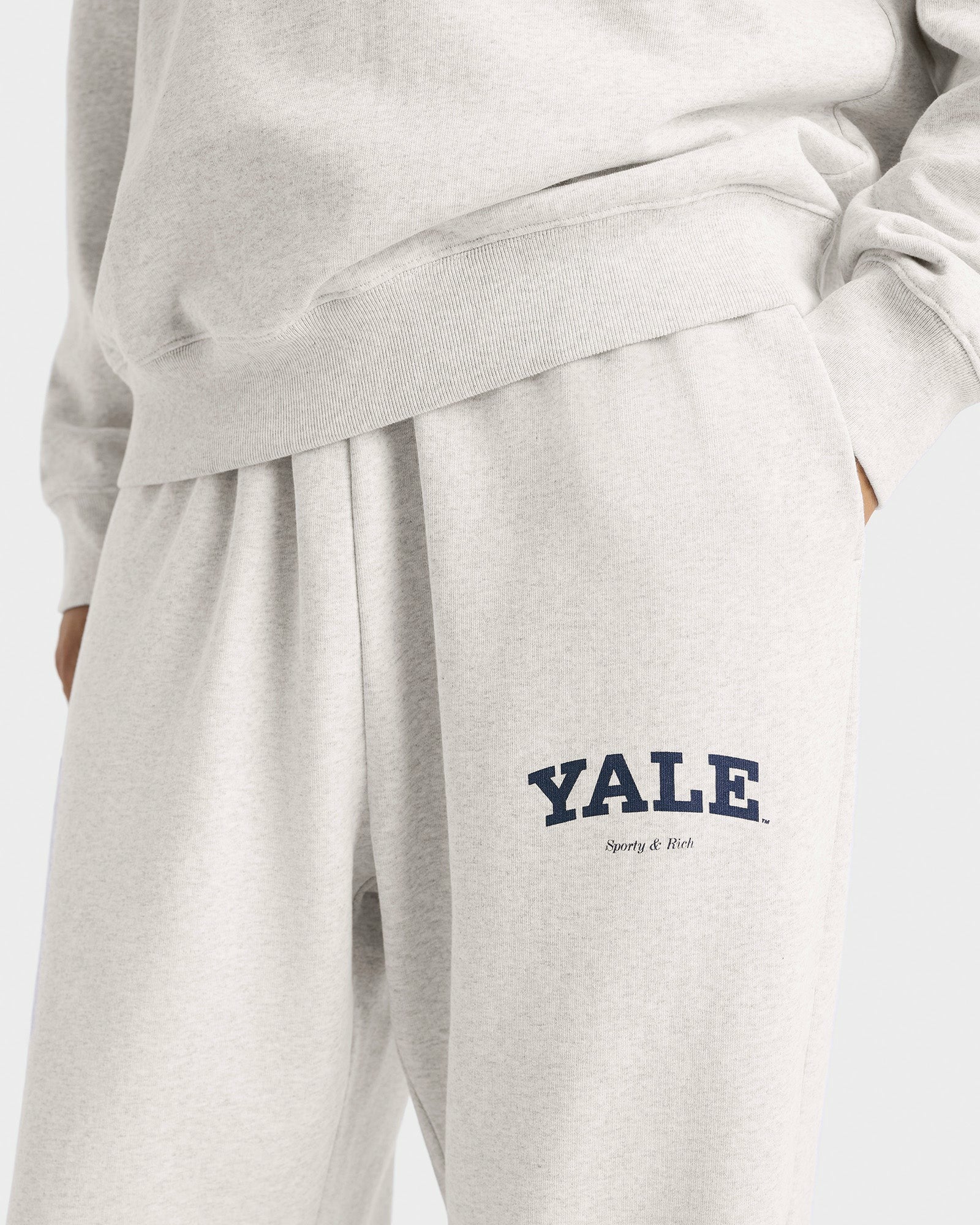 Yale Classic Wide Sweatpant - Heather Gray/Navy