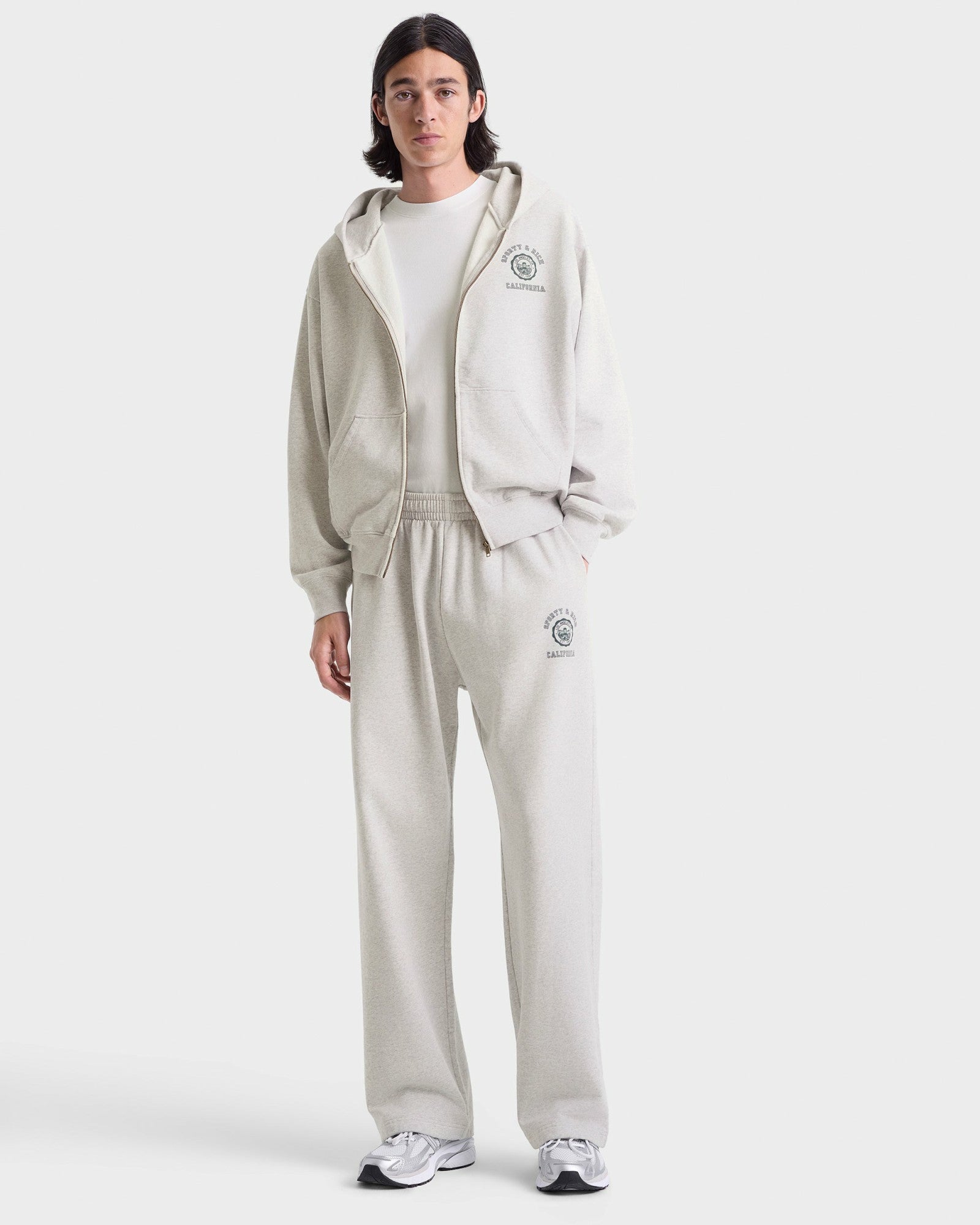 California Emblem Wide Sweatpant - Heather Gray/Forest