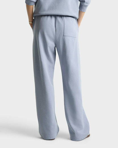 Signature Logo Embroidered Wide Sweatpant - Faded Blue/Navy