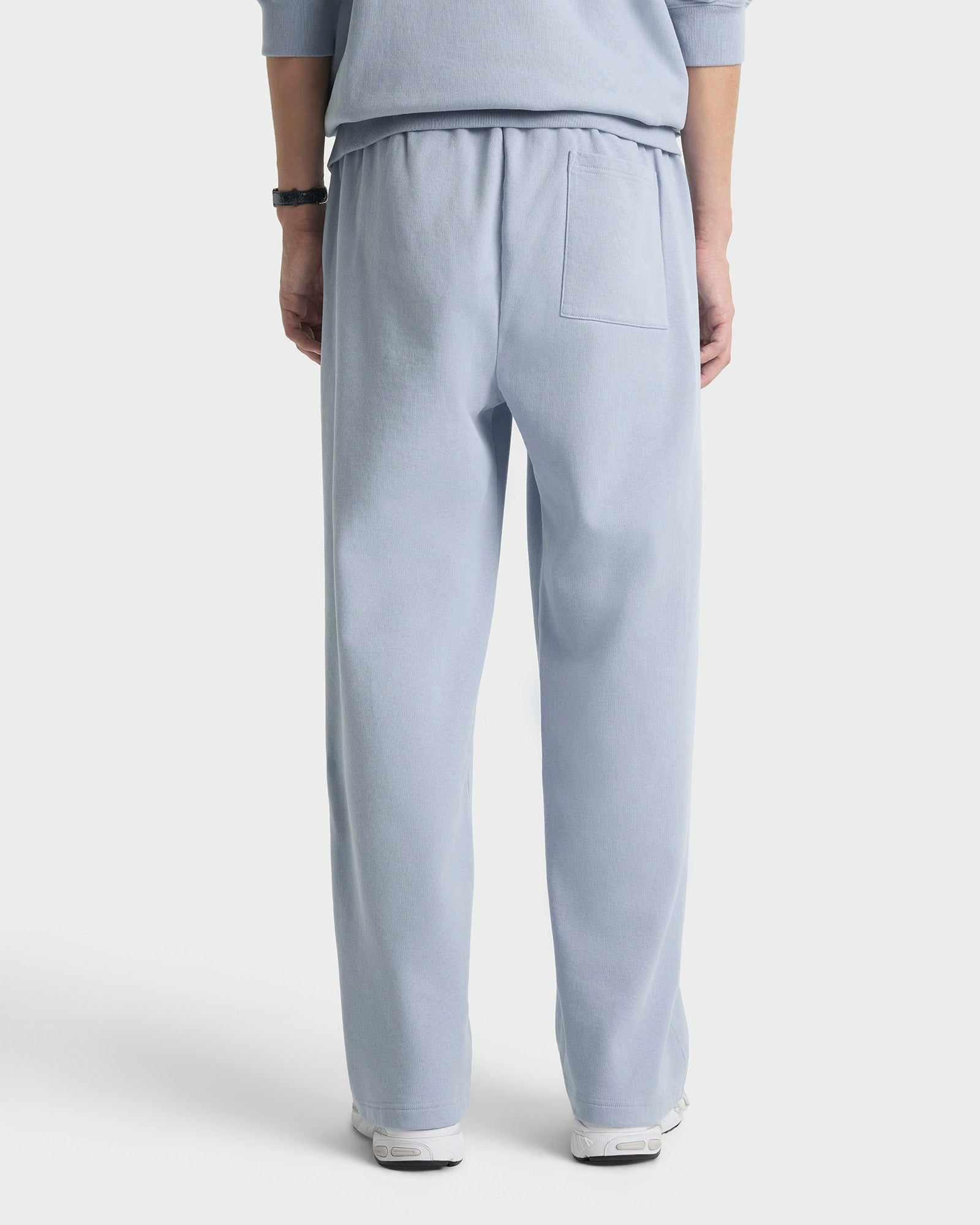 Signature Logo Embroidered Wide Sweatpant - Faded Blue/Navy