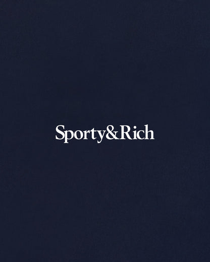 Serif Logo Wide Sweatpant - Navy/White