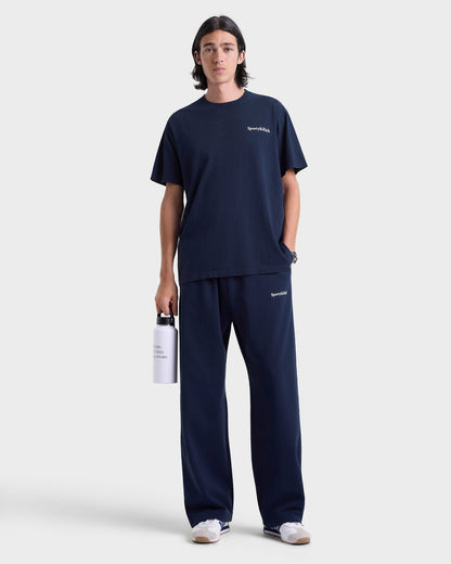 Serif Logo Wide Sweatpant - Navy/White