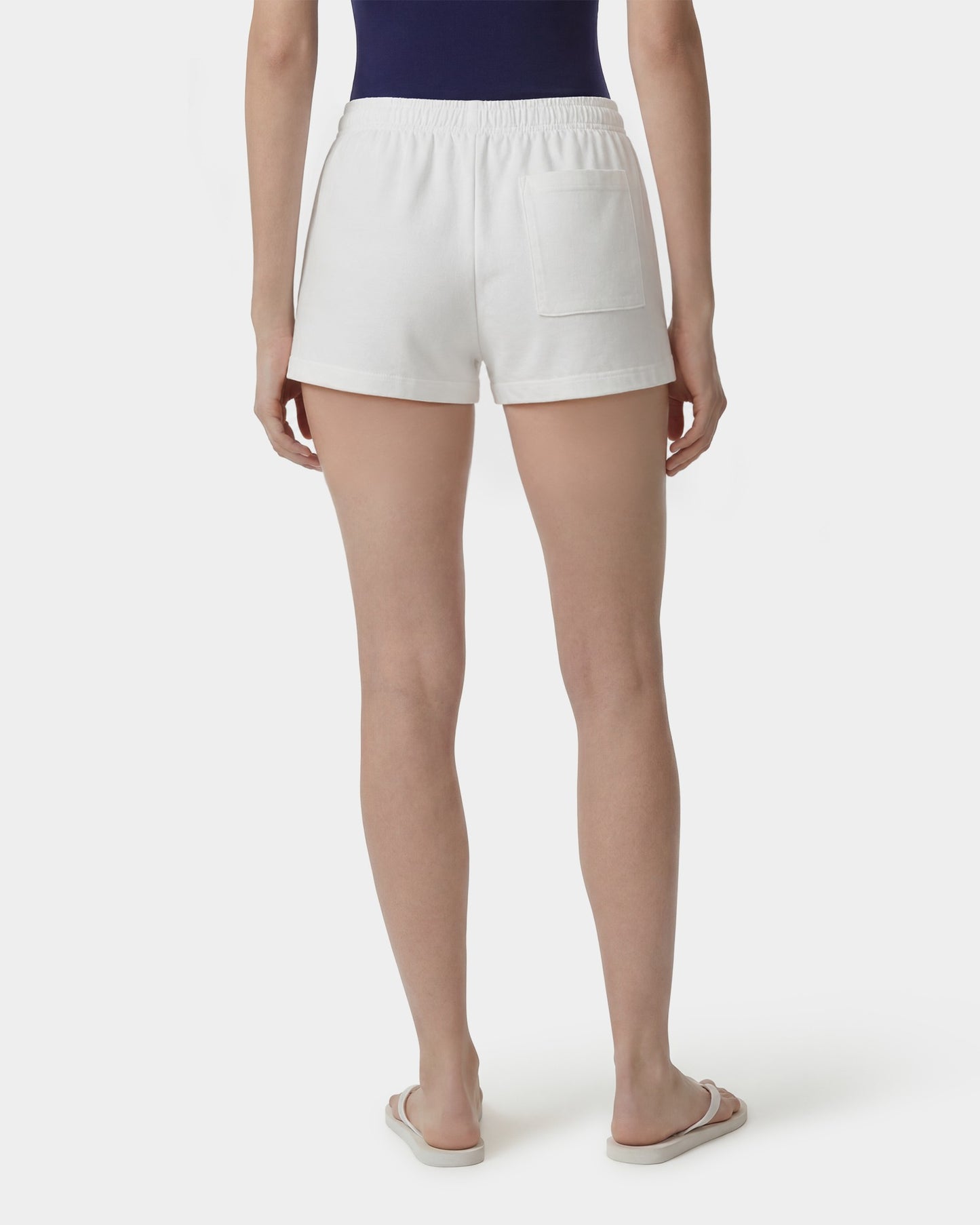 NY Crest Embroidered Disco Short - White/Light Navy