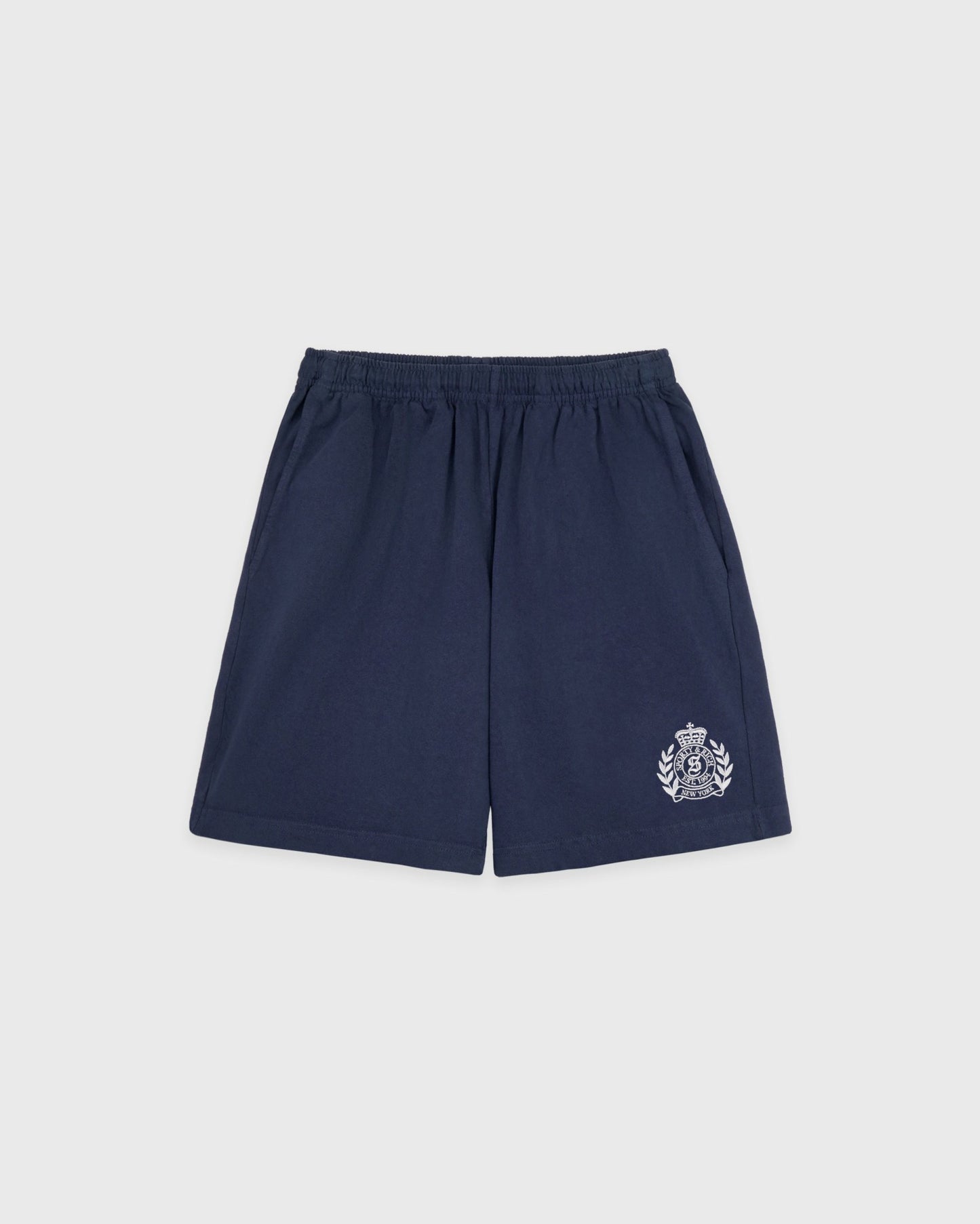 NY Crest Embroidered Gym Short - Light Navy/White