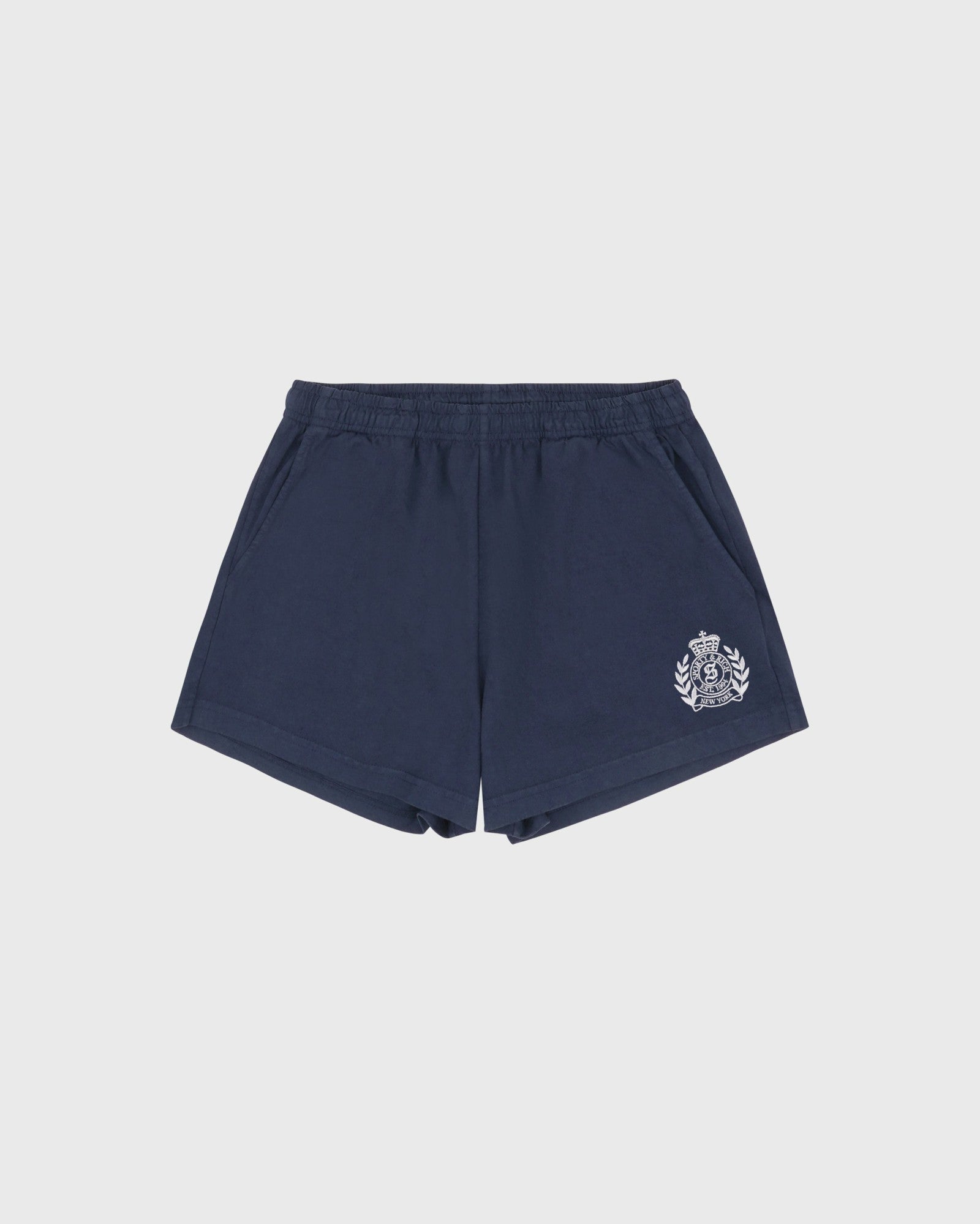 NY Crest Embroidered Disco Short - Light Navy/White
