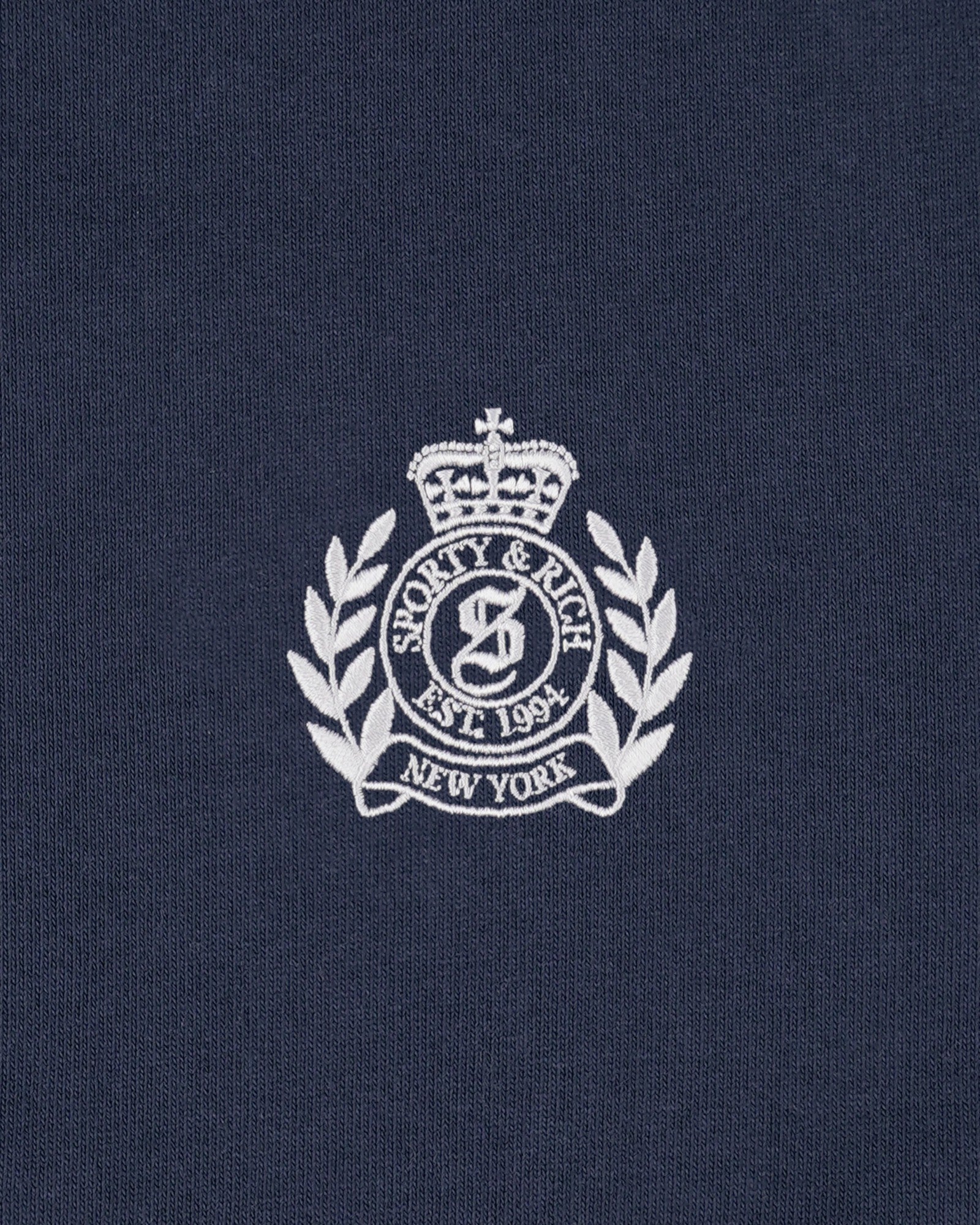 NY Crest Embroidered Disco Short - Light Navy/White