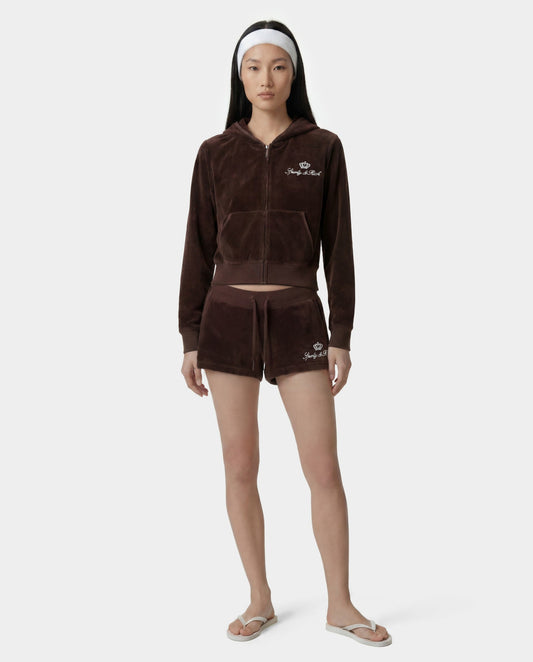 Juicy Script Velour Short - Chocolate