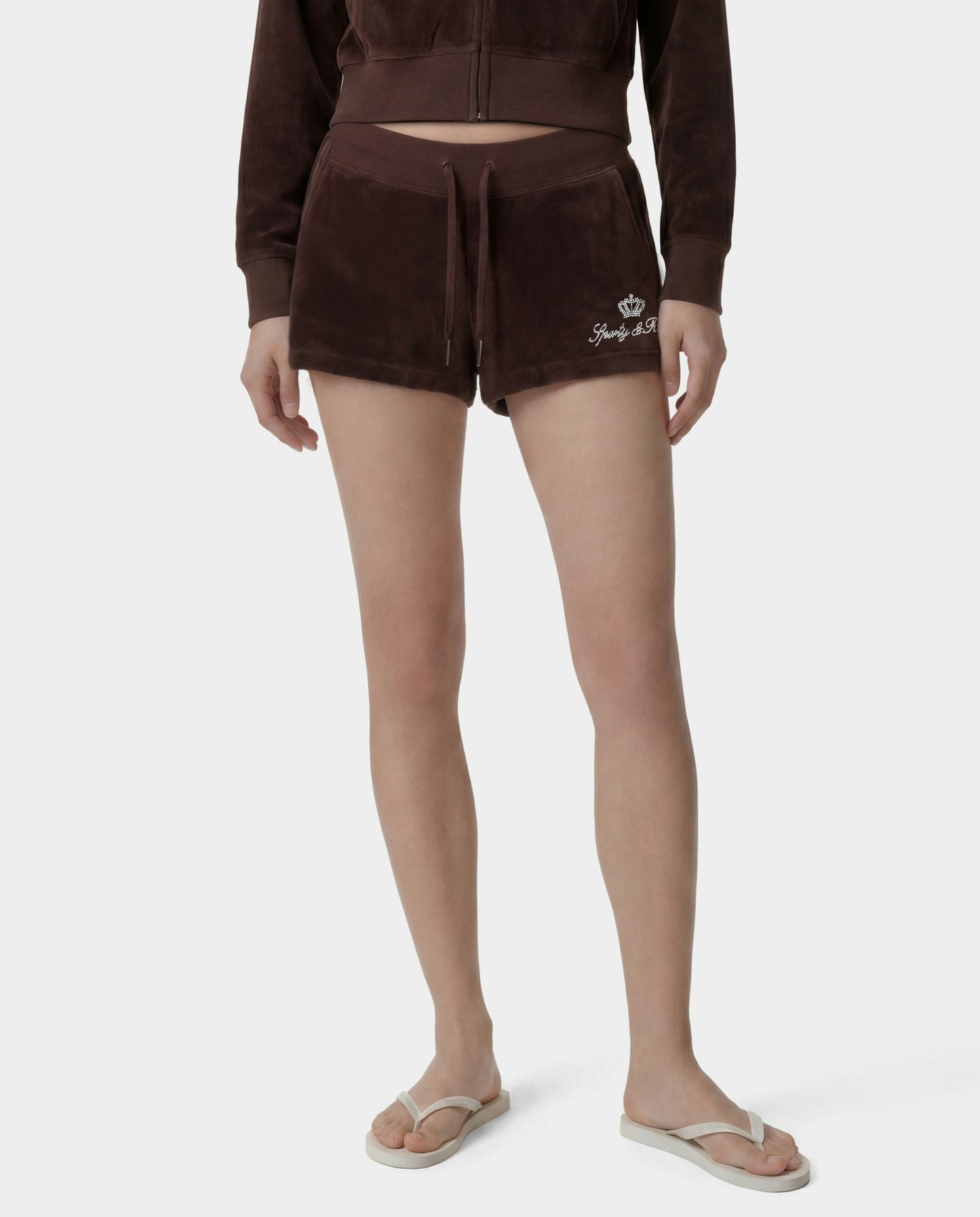Juicy Script Velour Short - Chocolate