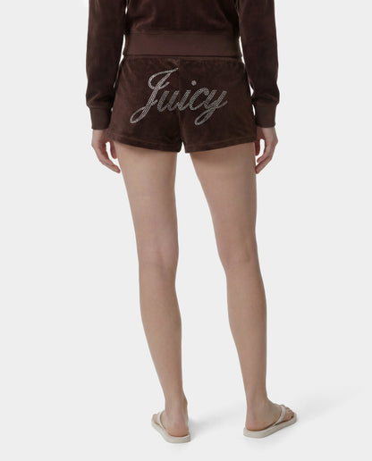 Juicy Script Velour Short - Chocolate