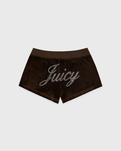 Juicy Script Velour Short - Chocolate