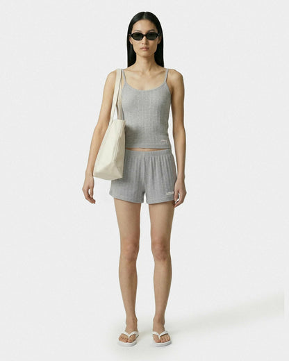 Signature Logo Pointelle Short - Heather Gray