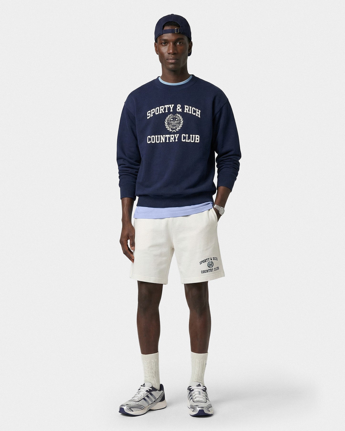 Varsity Crest Gym Short - Ecru/Navy