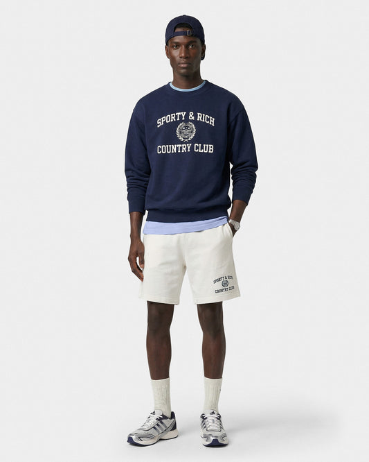 Varsity Crest Gym Short - Ecru/Navy