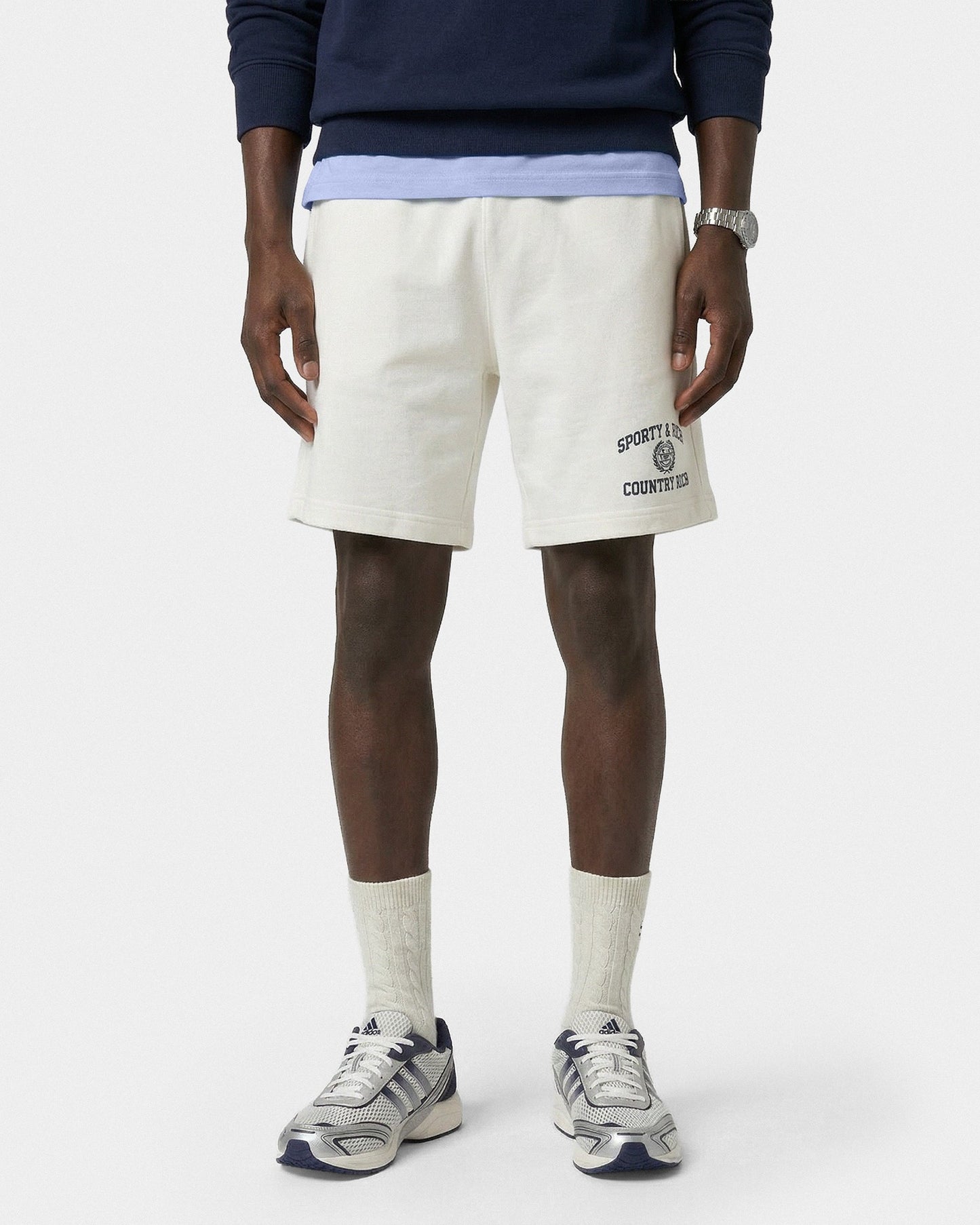 Varsity Crest Gym Short - Ecru/Navy