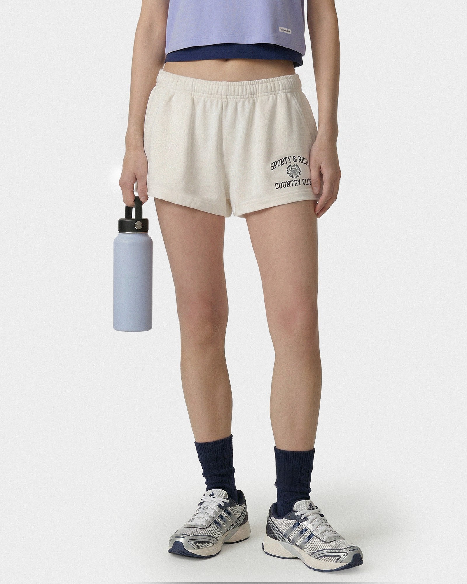 Varsity Crest Disco Short - Ecru/Navy
