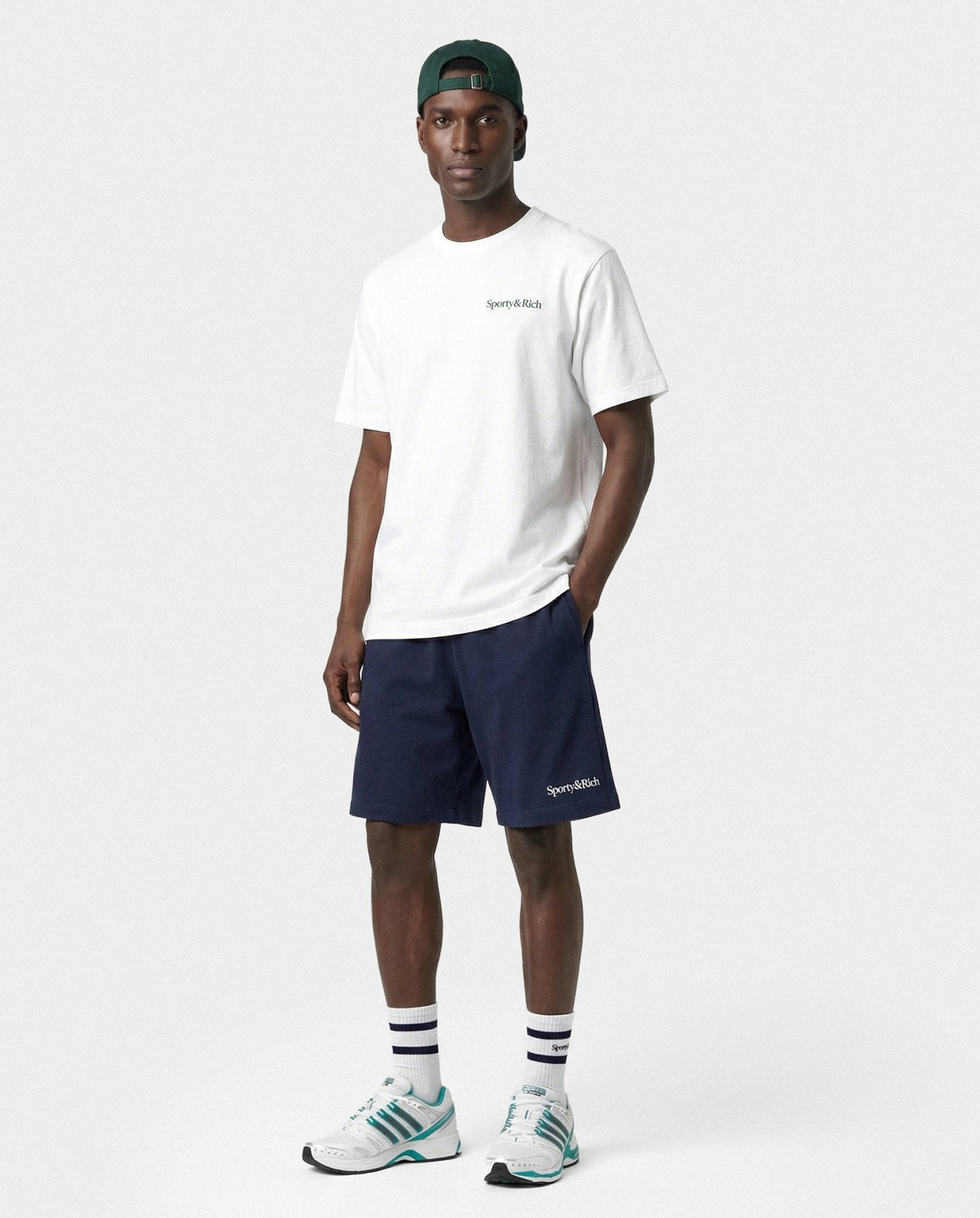 Serif Logo Gym Short - Navy/White