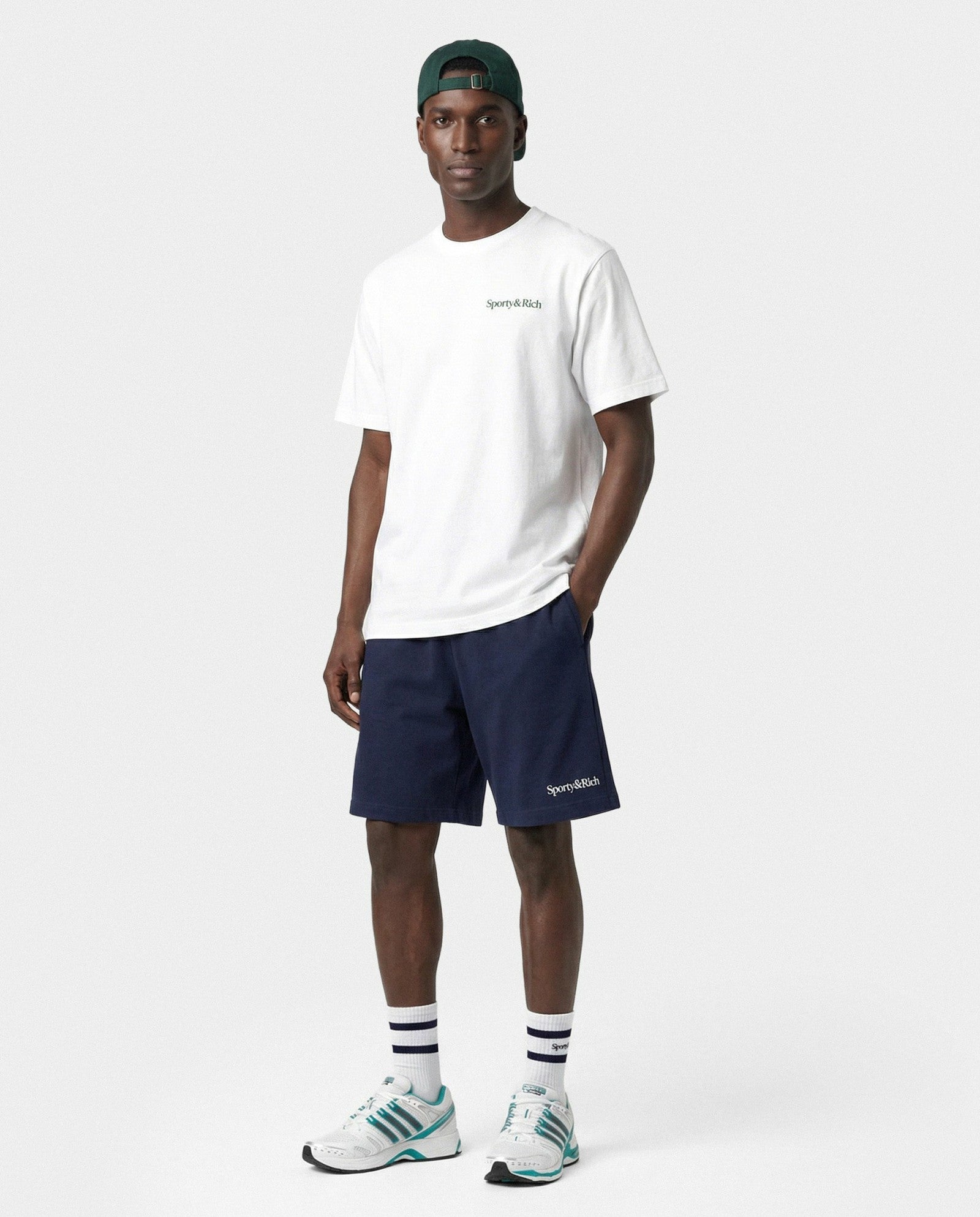 Serif Logo Gym Short - Navy/White