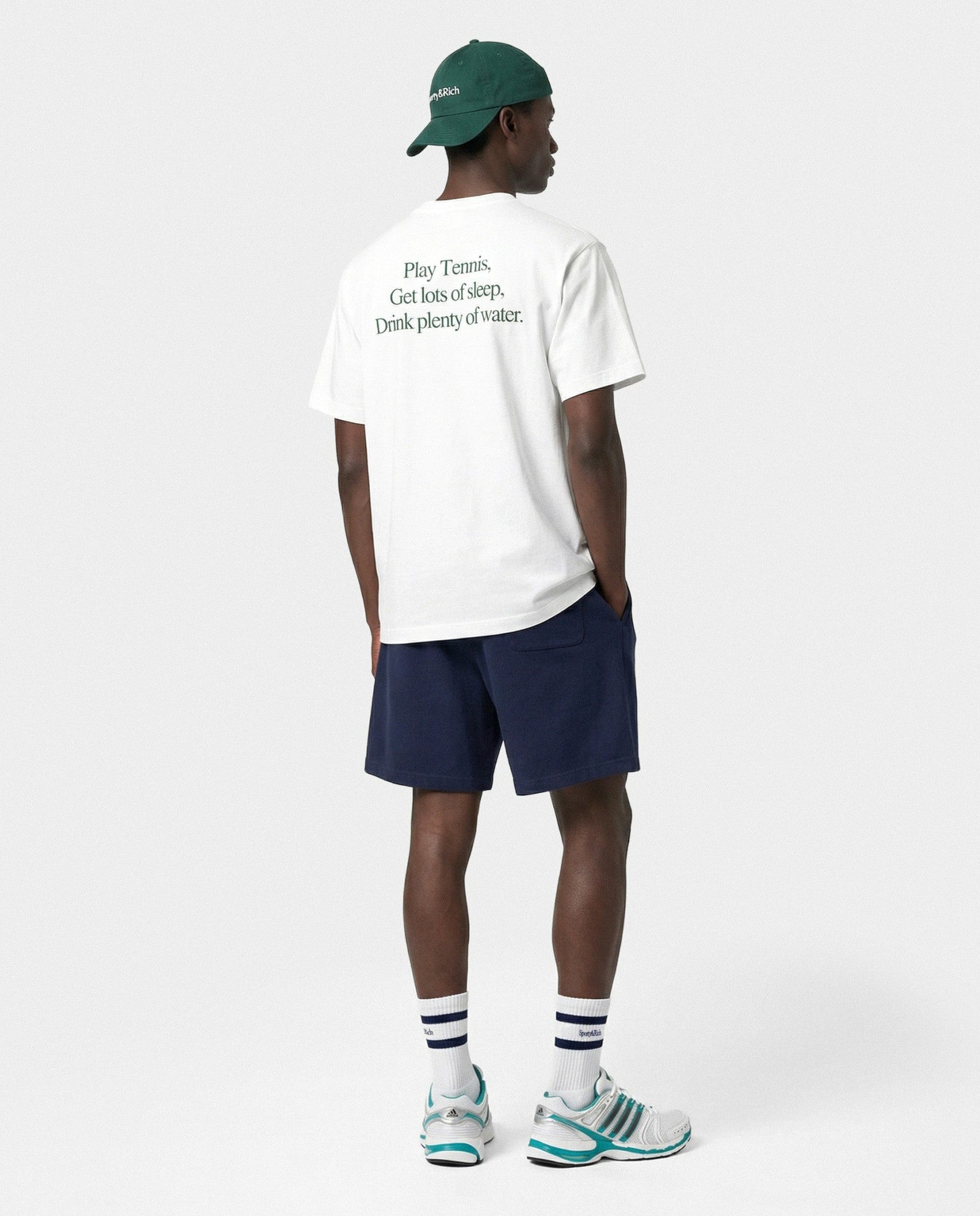 Serif Logo Gym Short - Navy/White