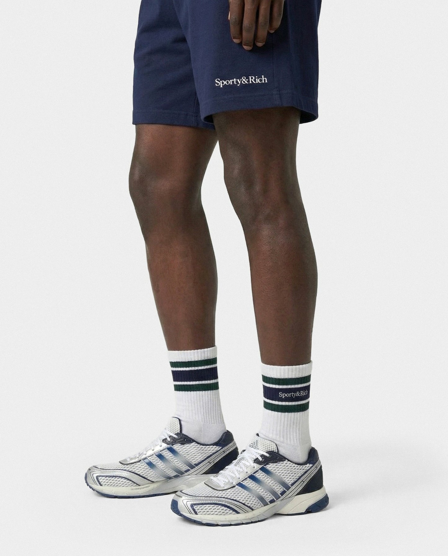 Serif Logo Gym Short - Navy/White