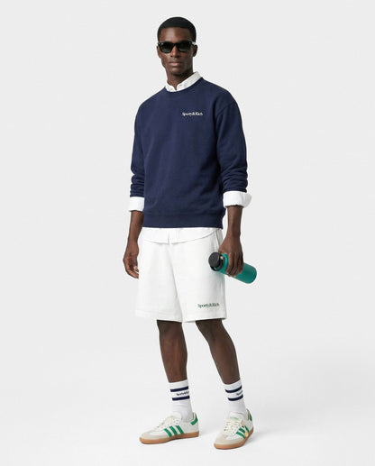 Serif Logo Gym Short - White/Forest