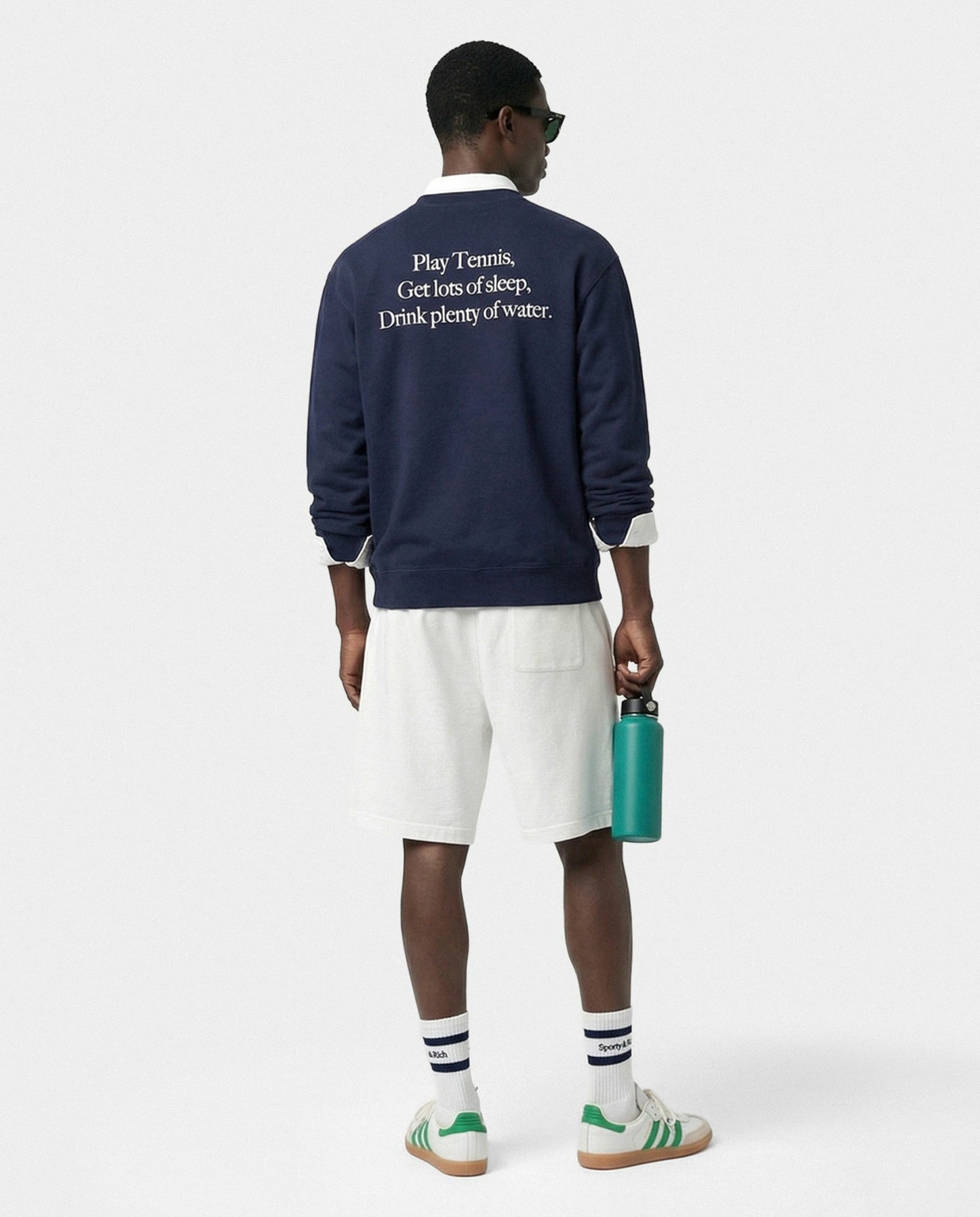 Serif Logo Gym Short - White/Forest