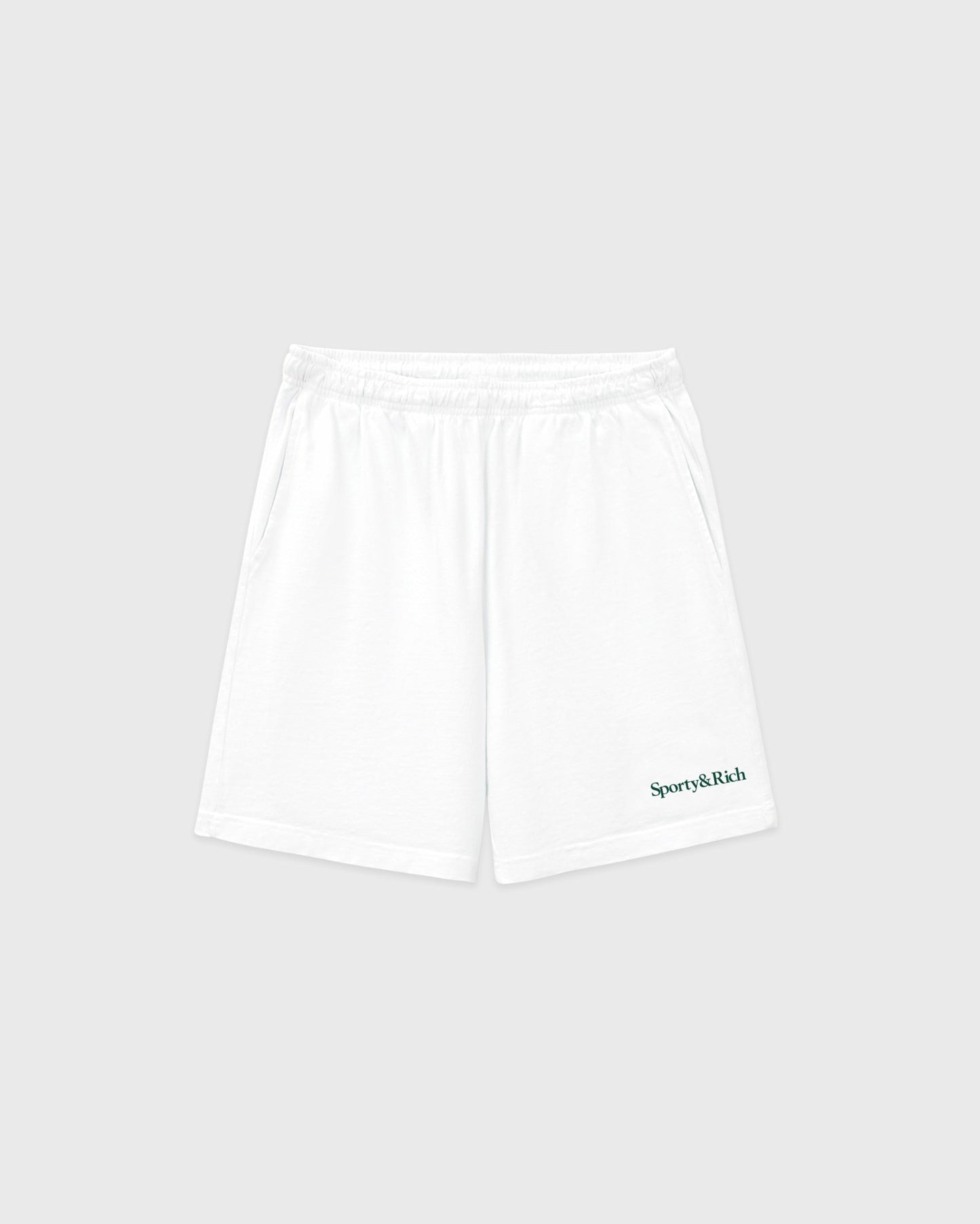 Serif Logo Gym Short - White/Forest