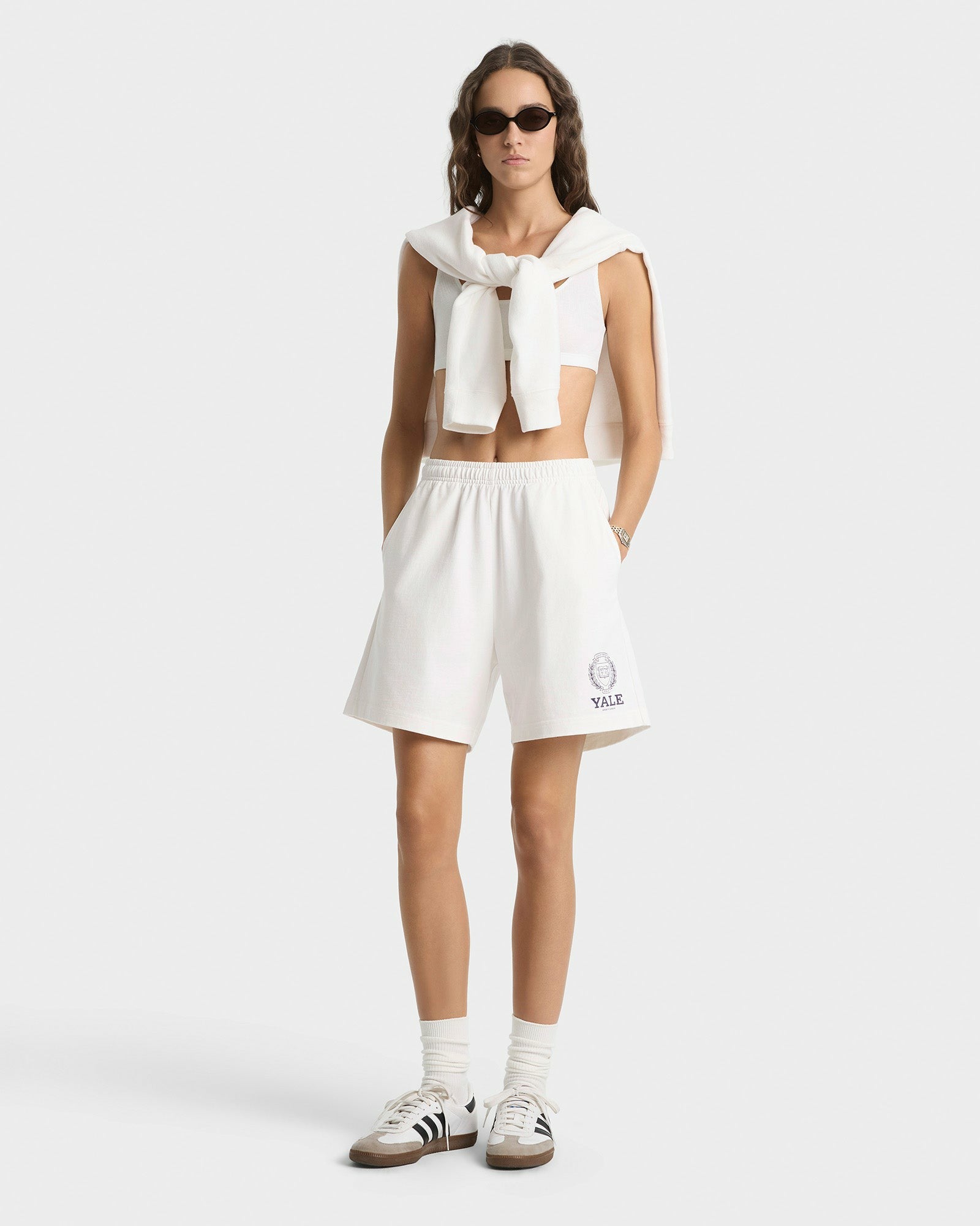 Yale Crest Gym Short - White/Navy