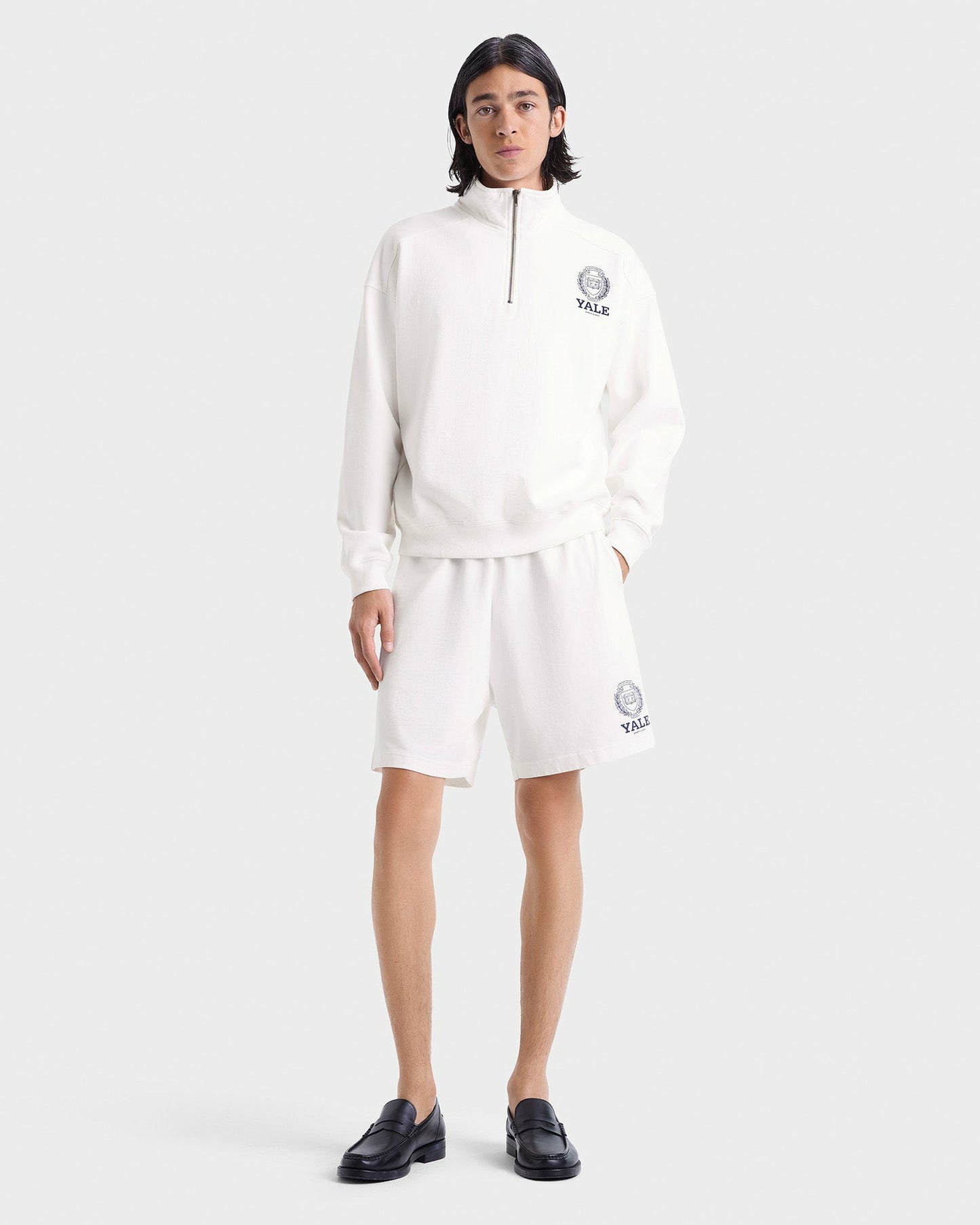 Yale Crest Gym Short - White/Navy
