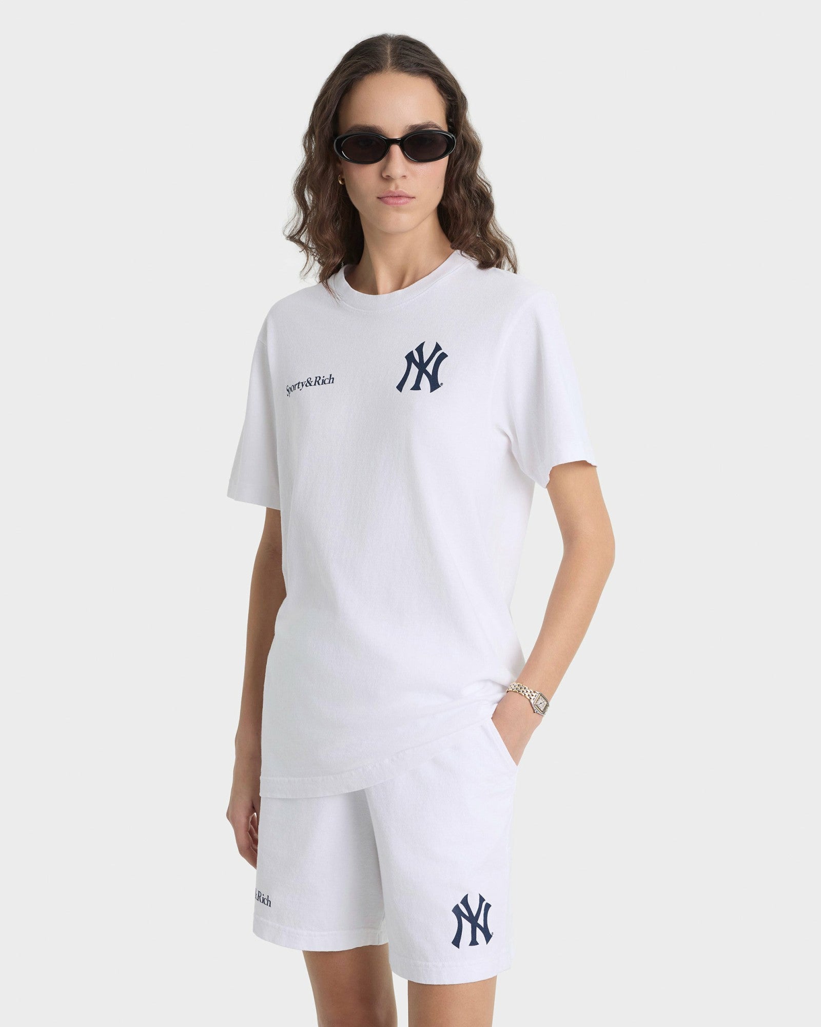 Heritage Yankees Serif Gym Short - White/Navy