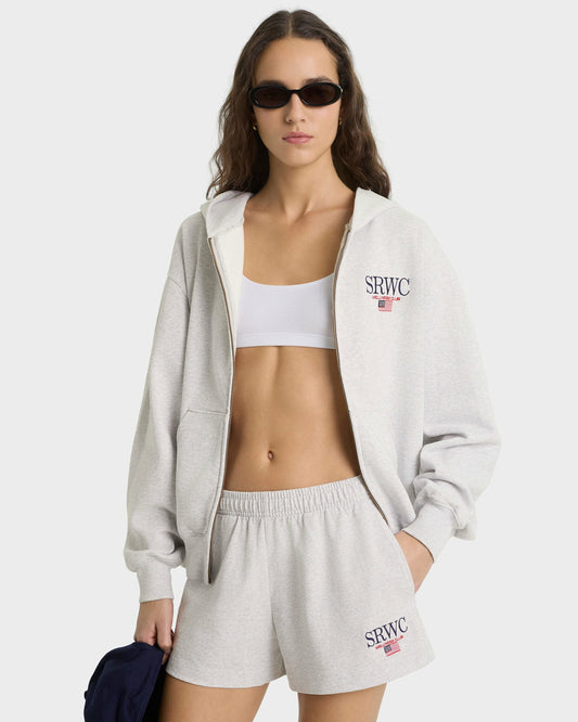 Nautical Embroidered Disco Short - Heather Gray