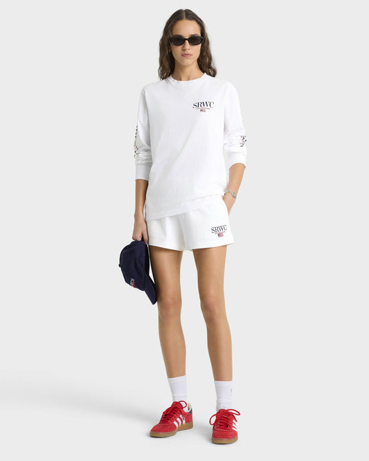 Nautical Embroidered Disco Short - White