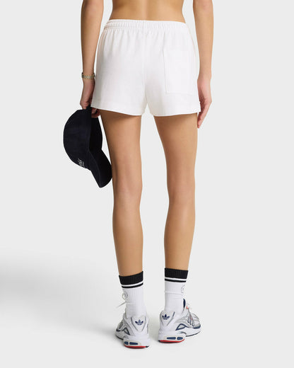 NY Crest Embroidered Disco Short - White