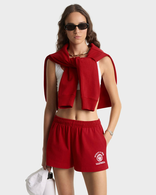 California Emblem Disco Short - Ruby/White