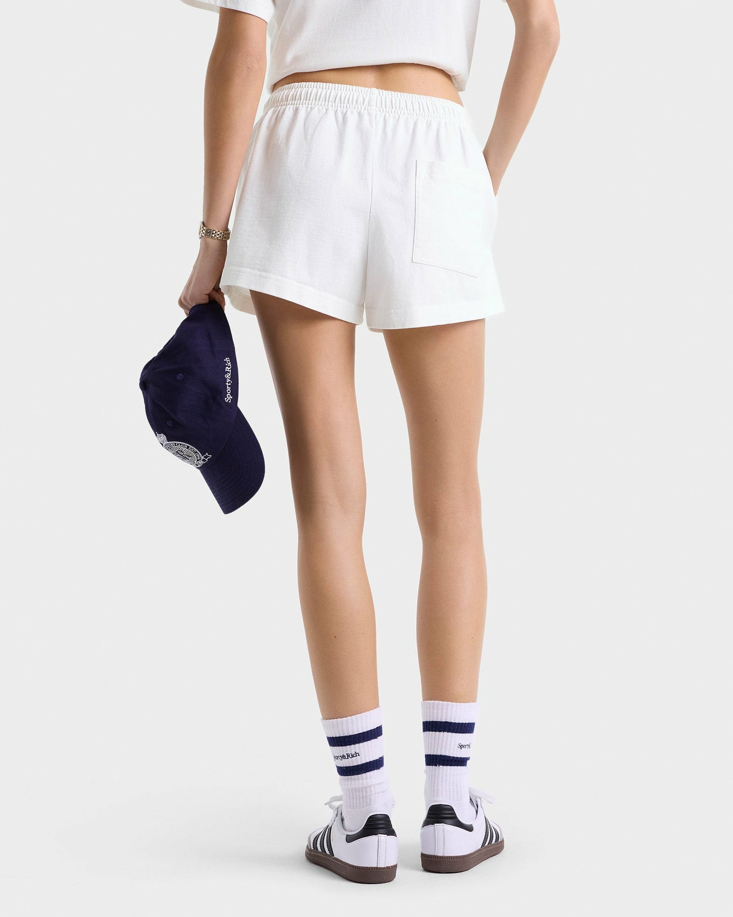 H&W Crest Embroidered Disco Short - White/Navy