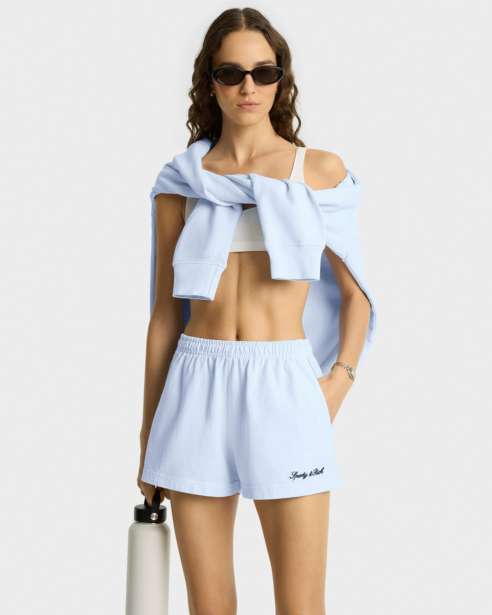 Syracuse Embroidered Disco short - Ciel/Navy